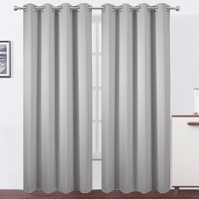 LEMOMO Blackout Curtains 66 x 95 inch/Light Grey Curtains Set of 2 by Lemomo
