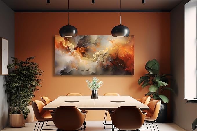VHMING Abstract Wall Art Home Decor Orange Artwork Wall Art Prints Canvas - Image 6