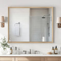 Oak Wood Effect Framed Wall Mirror, 32x40 Rectangle Mirror, Anti-desilvering by Ultrue