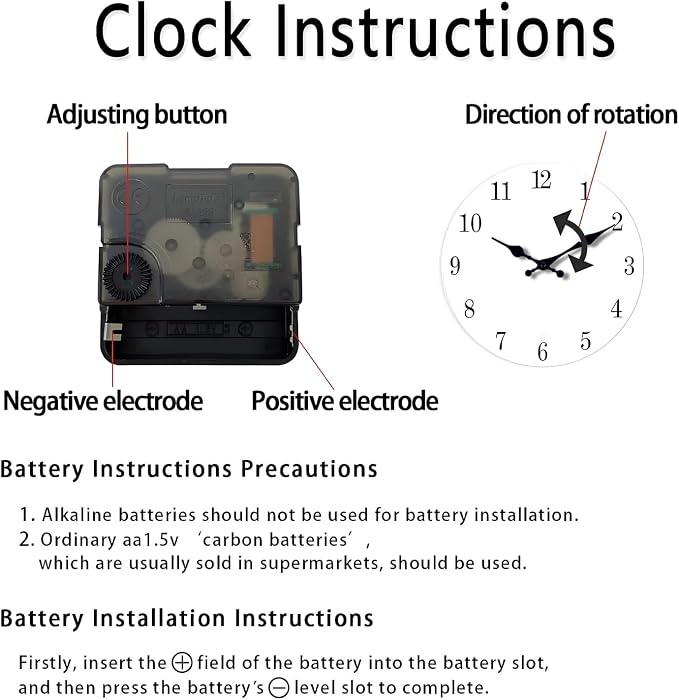 White Small Wall Clocks Battery Operated Marble Analog Clock - Image 6