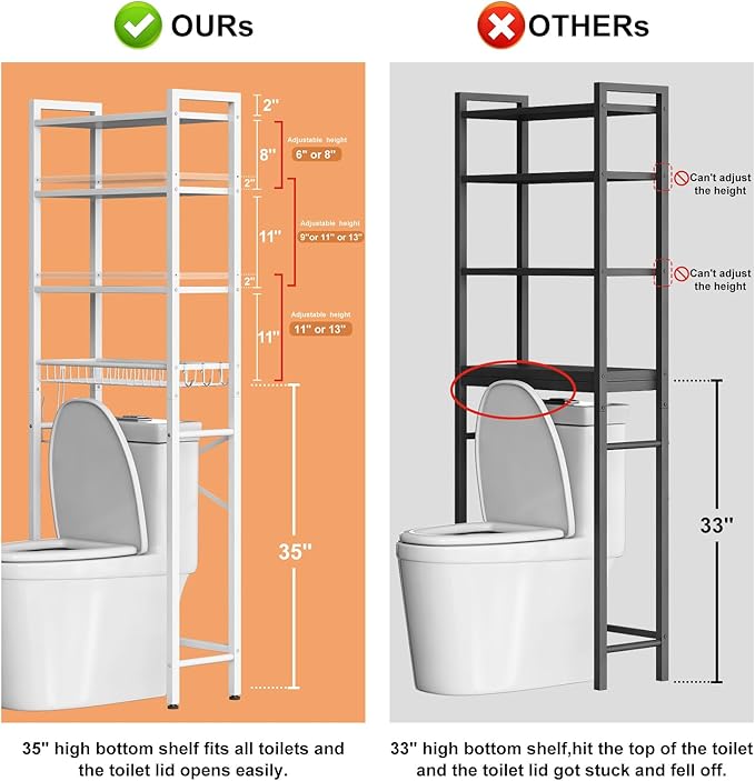 Kalrin Over-The-Toilet Storage Rack, 4-Tier Bathroom Organizer Shelf Over Toilet - Image 2