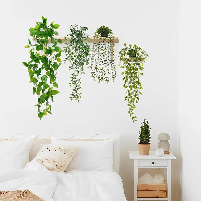 BLEUM CADE Fake Hanging Plants Mixed Set, Faux Hanging Potted Plants Greenery - Image 8