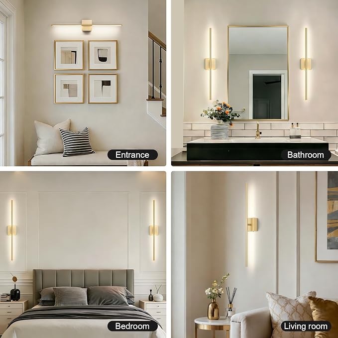 Battery Operated Wall Sconce, 3000K-6000K Dimmable Gold Wall Lights - Image 7