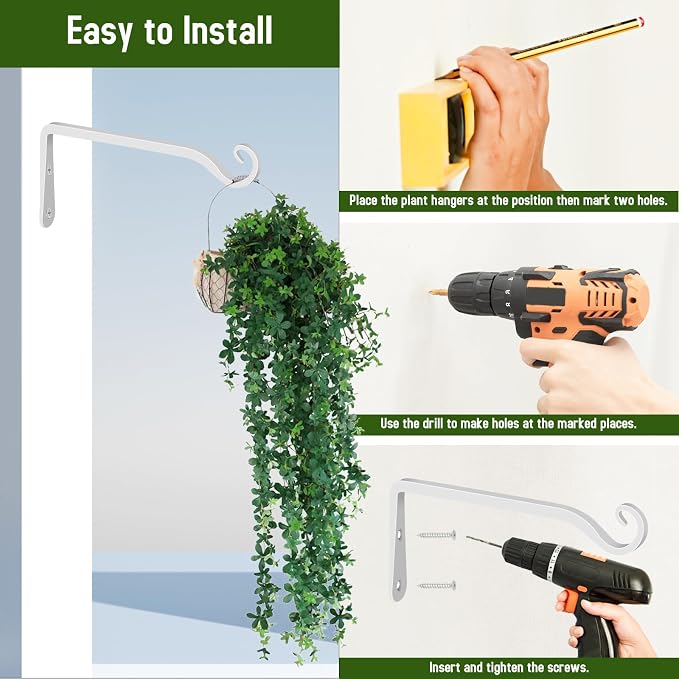 FEED GARDEN Hanging Plant Bracket 10 Inch 2 Pack, Hand-Forged Plant Hanger - Image 6