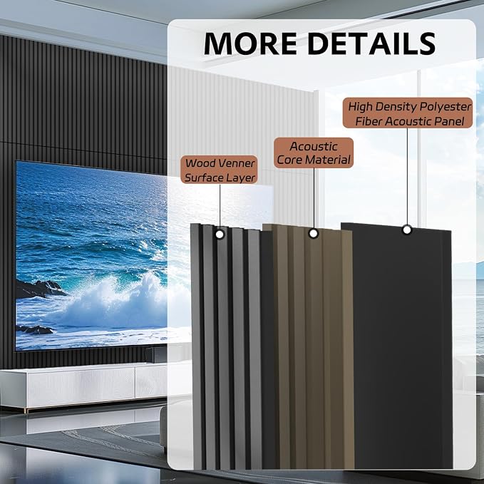 4 Pack Wood Panels for Wall, 47.2"×23.6" Wood Slat Acoustic Panels for Wall - Image 3