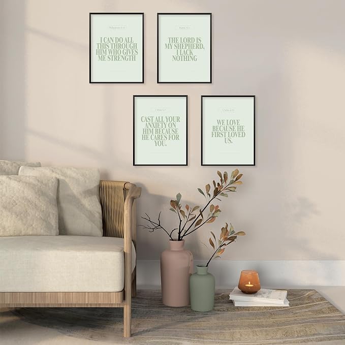Locomiss Sage Green Christian Wall Art Decor, Modern Bible Verse Prints - Image 5
