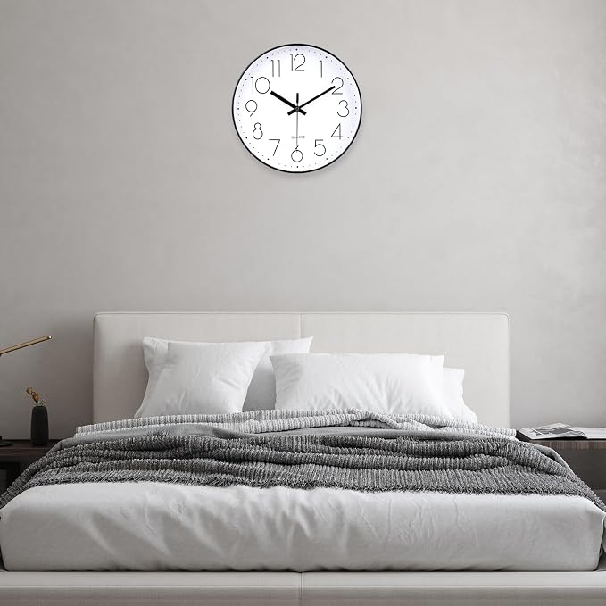 jomparis Small Wall Clock Black Wall Clocks Silent Non-Ticking - Image 2