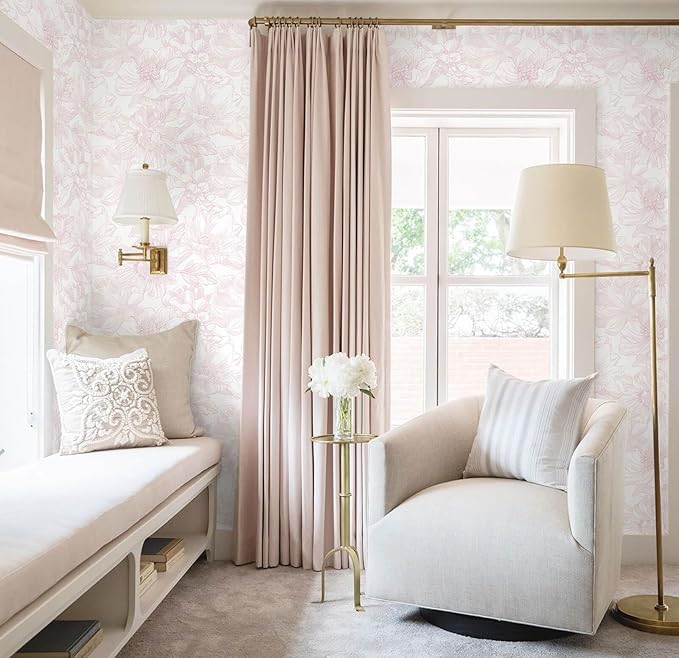 Ismoon Large Floral Peel and Stick Wallpaper Boho White/Pink Contact Paper - Image 9