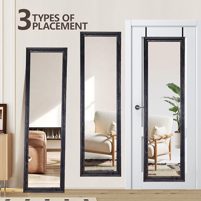 48"x14" Door Mirror, Rustic Full Length Mirror, Over The Door Hanging Mirrors - Image 4