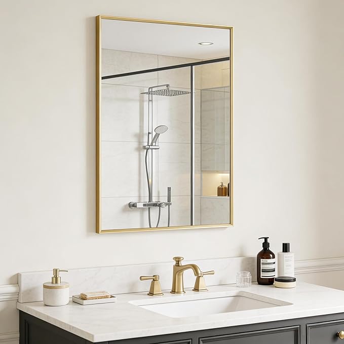 BOMINICA Brushed Gold Bathroom Mirror by BOMINICA