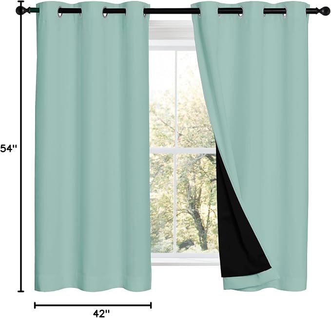 NICETOWN 100% Blackout Curtains 54 inches Long, Double-Deck Completely Blackout - Image 9