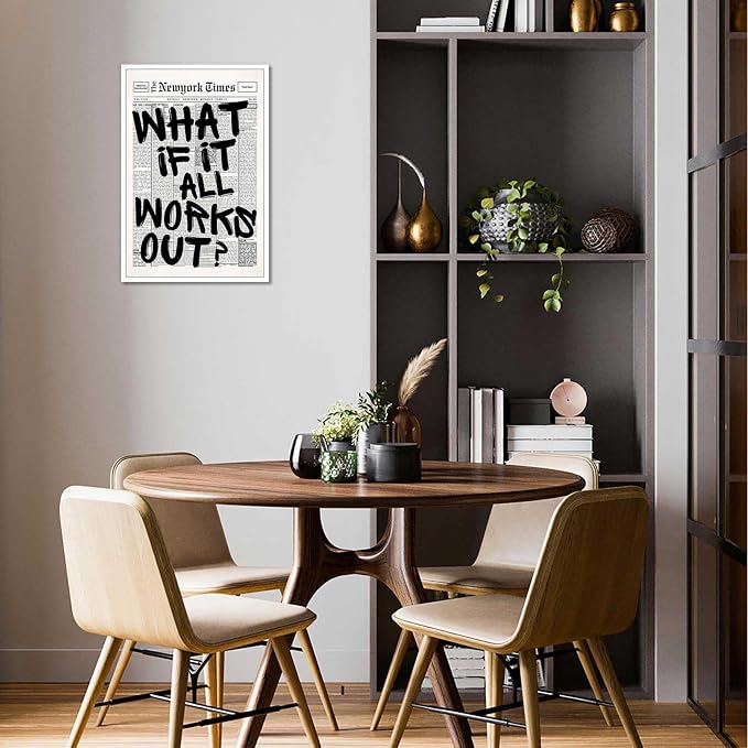 Drimiler Retro Black And White Newspaper Poster What If It All Works Out Canvas - Image 7