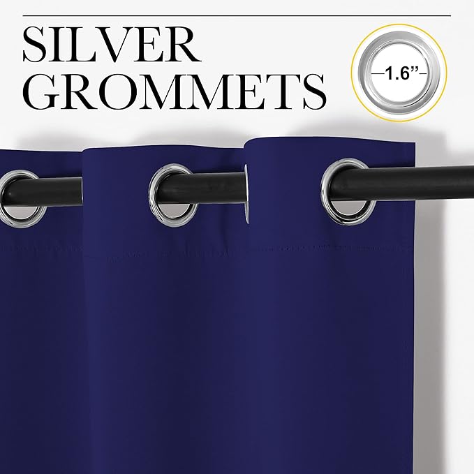 NICETOWN Navy Blue Blackout Curtains 68 inches Length - Image 2