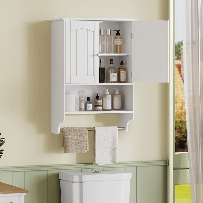 TEENFON Medicine Cabinet with Adjustable Shelves and Towel Rack, Wall Mounted - Image 2