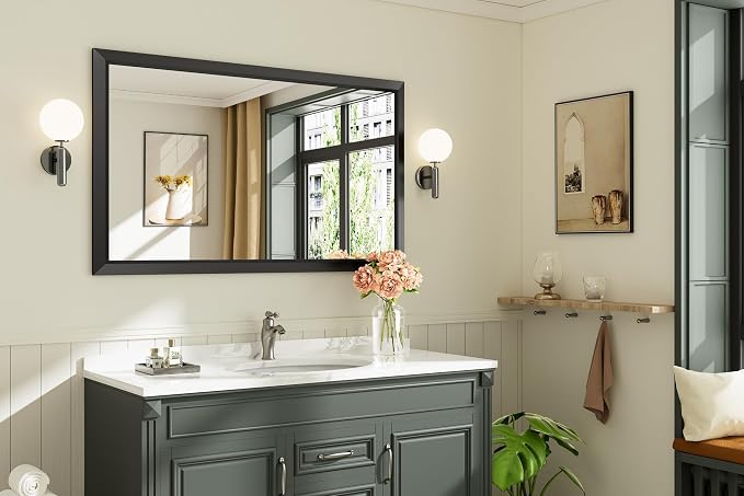 Briivue 50x30 Inch Black Bathroom Mirror - Image 3
