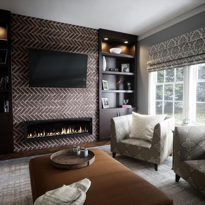 EverStone Herringbone Faux Brick Panel, 46 1/2"W x 25 1/4"H x 1"D, Merlot Color - Image 11