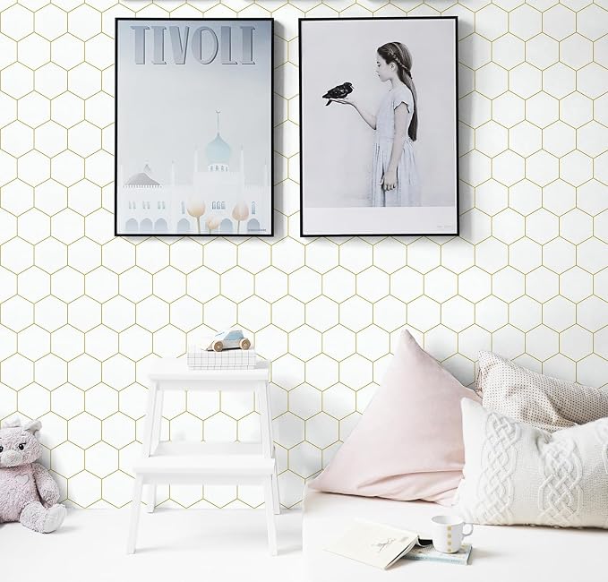 Gold Wallpaper Geometric Peel and Stick Wallpaper - Image 6