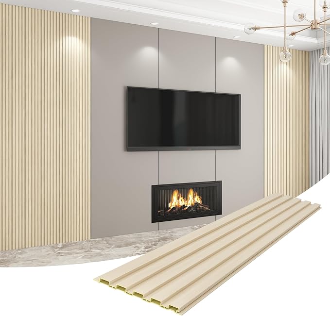 8-Pack WPC Wall Panels 118’’ x 6.3’’ 3D Slat Wall Panel Acoustic Wall Paneling - Image 7