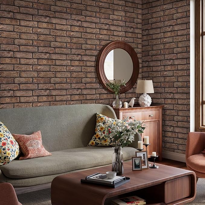 3D Faux Brick Wall Panels Peel and Stick, Small Brick-Look Textured Wall Sticker - Image 9