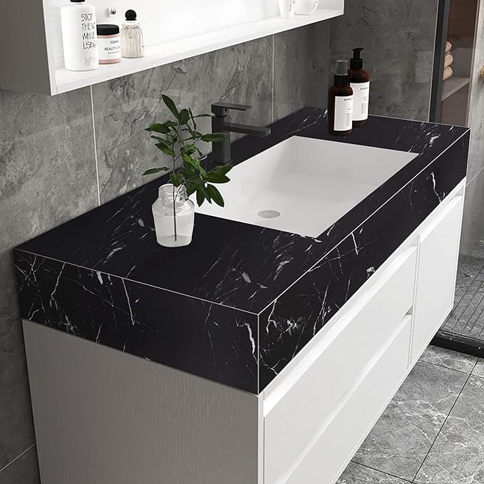 practicalWs 11.8"×78.7" Black Marble Contact Paper Matte Peel and Stick Kitchen - Image 2