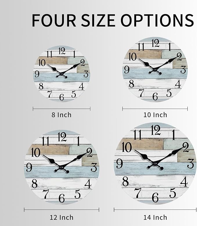 KECYET Wall Clock Battery Operated 8 Inch Silent Non Ticking Coastal Design - Image 2
