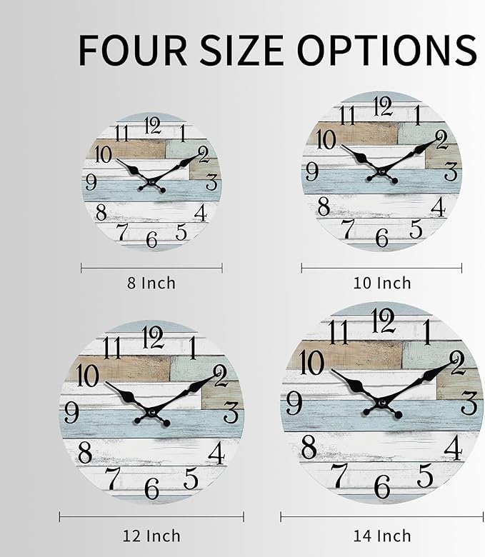 KECYET Wall Clock Battery Operated 10 Inch Silent Non Ticking Coastal Design - Image 2