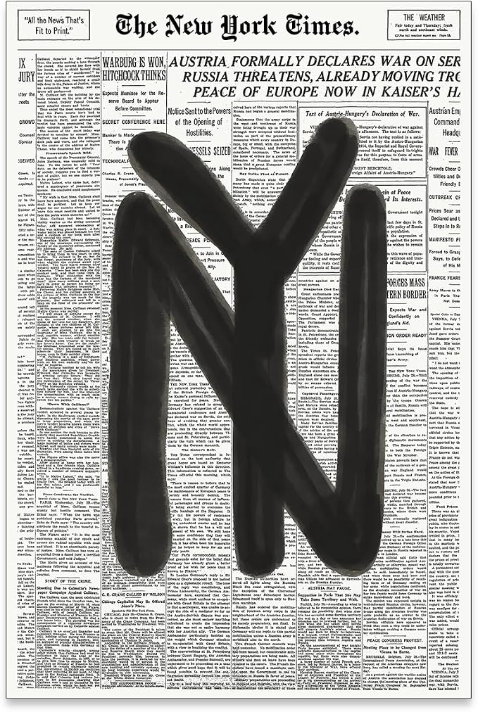 noxozoqm Black and White Newspaper Wall Art Vintage New York City Poster Trendy by Unknown