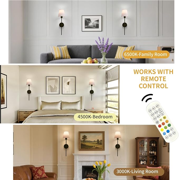 Wall sconces Set of Two Battery Operated – Rechargeable Wireless Wall Lights - Image 4