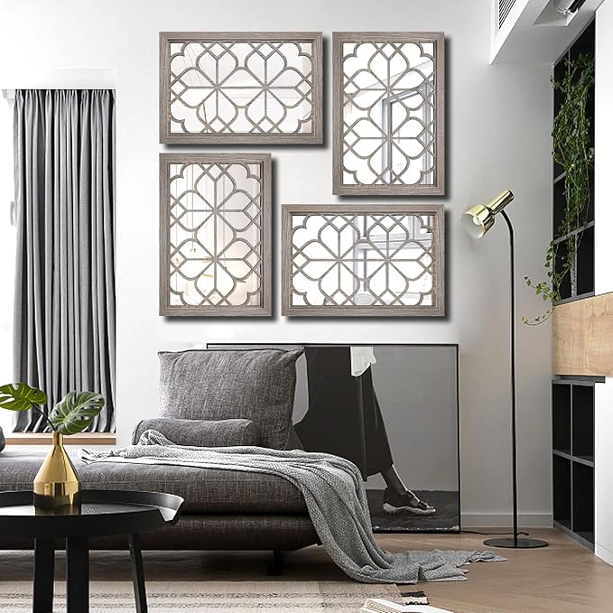 Wocred Set of 2 Rectangular Wall Mirror, Gorgeous Rustic Farmhouse Accent Mirror - Image 5
