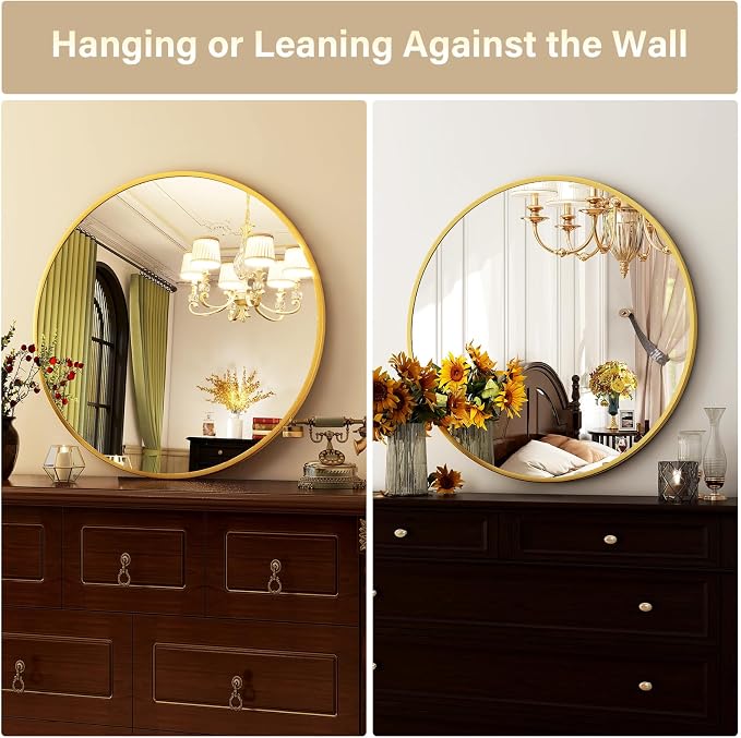 HARRITPURE Round Mirror 30 Gold Wall Mounted Circle Mirrors Vanity Mirror - Image 7