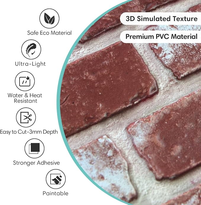 Commomy 3D Peel and Stick Brick Tiles - Image 4