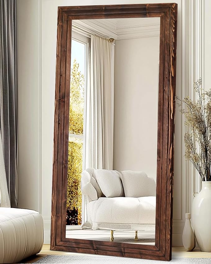 Full Length Mirror 76"x34" Solid Wood Frame Floor Large Mirror - Image 5