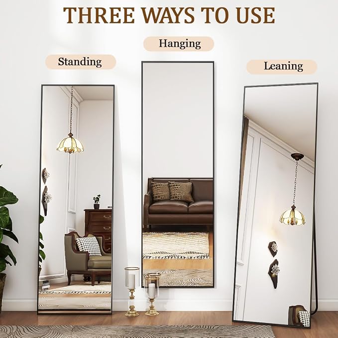 Koonmi 56"x21" Floor Mirror Full Length, Bedroom Floor Body Mirror - Image 4
