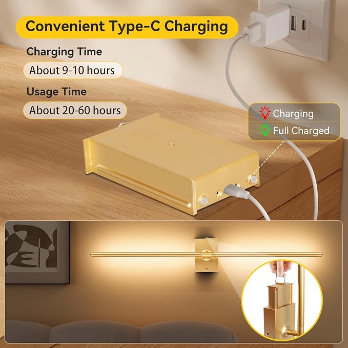 Ouyulong Battery Operated Wall Sconces Set of 2, 10000mAh Wireless Rechargeable - Image 3