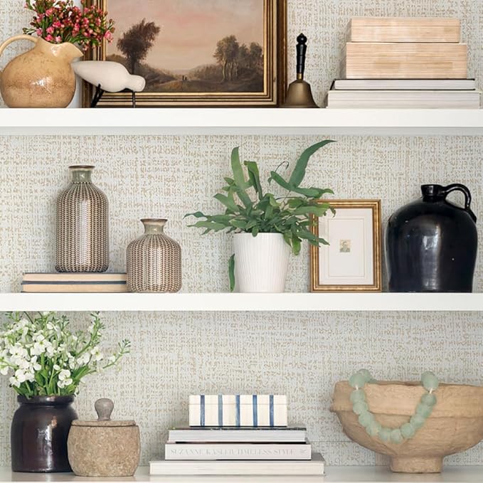 Beige Wallpaper Grasscloth Peel and Stick Wallpaper Beige Contact Paper - Image 5