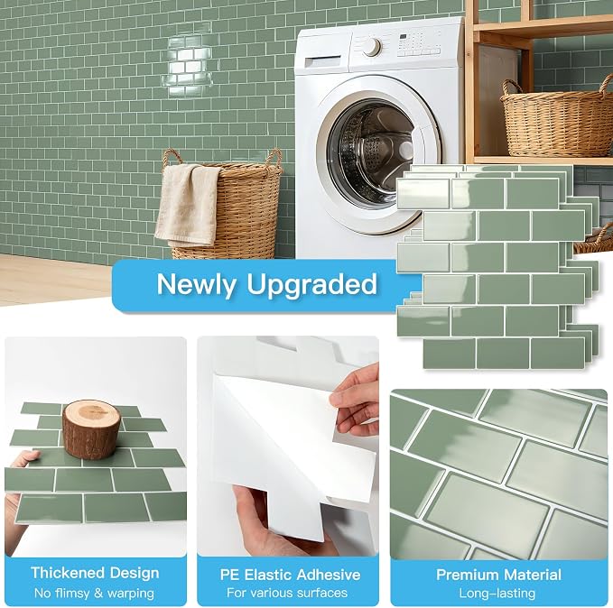 Art3d Peel and Stick Wall Tiles in Teal – 10-Pack of 12 x12 Thickened Design - Image 7