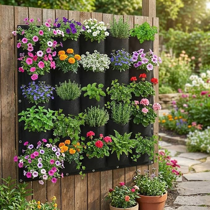 WFIST Vertical Hanging Planter Bag, Breathable Felt Wall Garden Planter - Image 4