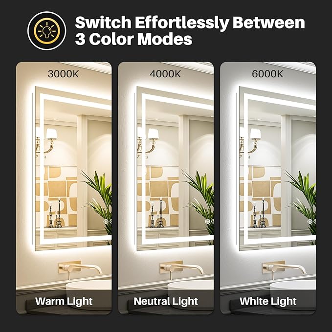 Briivue 50x36 Inch LED Bathroom Mirror - Image 4
