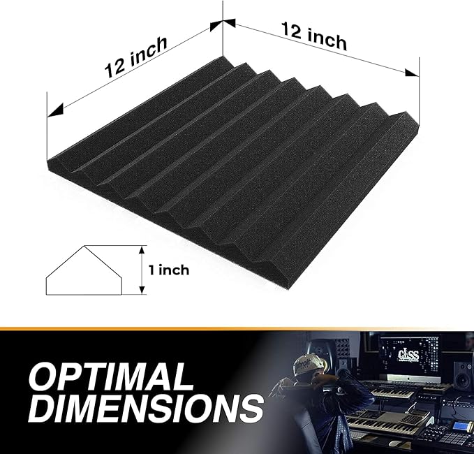 12 Pack Self-Adhesive Acoustic Panels 1 X 12 X 12 Inches - Image 2