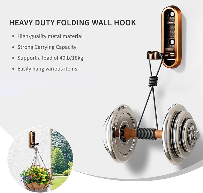 6PCS Foldable Wall Hooks, Zinc Alloy Flip Down Hooks, Retractable Wall Hooks - Image 4