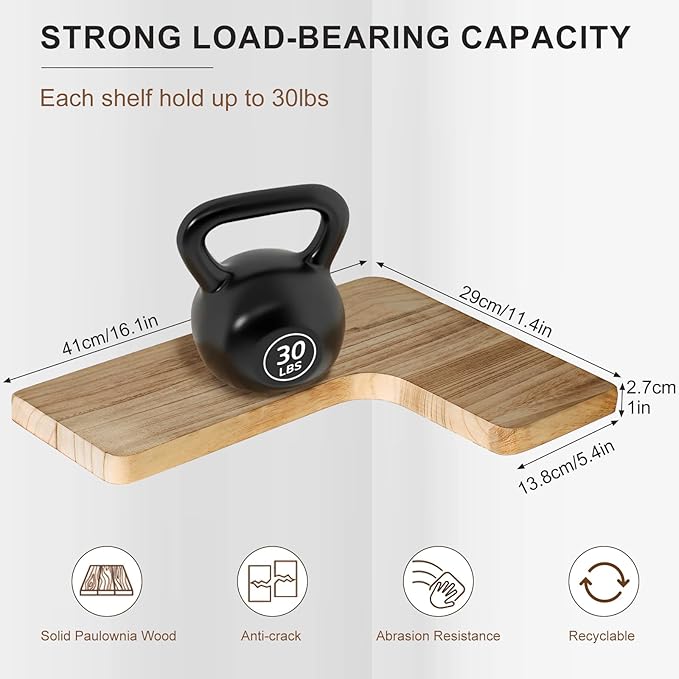 Floating Corner Shelves, Wall Shelf Set of 3, Shelves - Image 2
