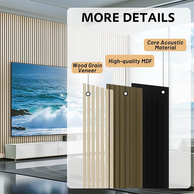RITOLLO 4 Pack Wood Panels for Wall, 47.2"×23.6" Wood Slat Acoustic Panels for - Image 3