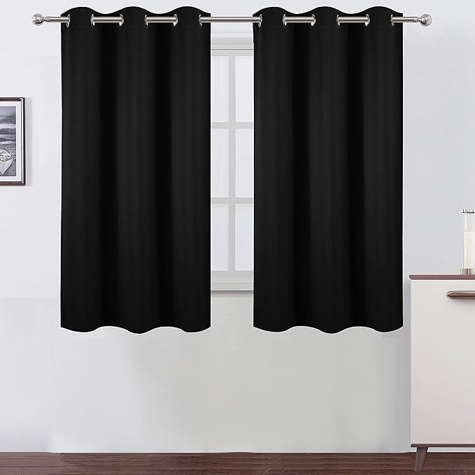 LEMOMO Black Blackout Curtains 34 x 54 Inch Length/Set of 2 Curtain by Lemomo