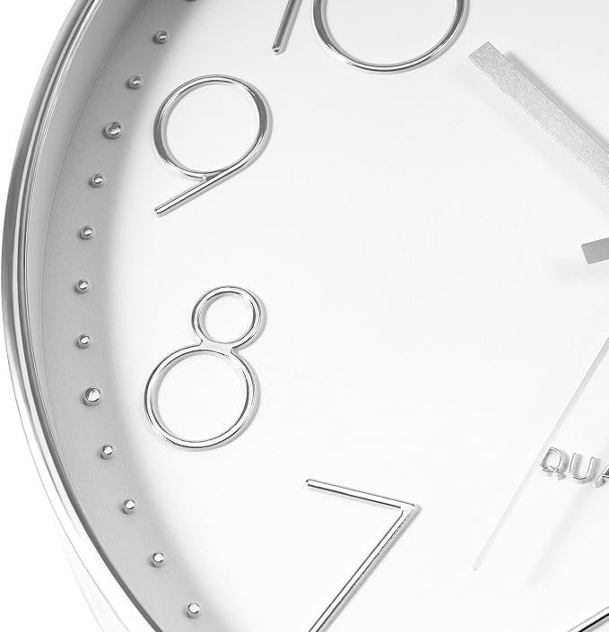 Foxtop Large Silver Wall Clock 14 Inch Silent Non-Ticking Battery Operated - Image 9