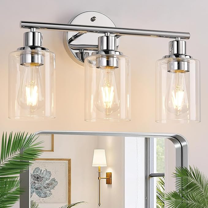 Zarbitta 3-Light Bathroom Light Fixtures, Chrome Bathroom Wall Light by Zarbitta