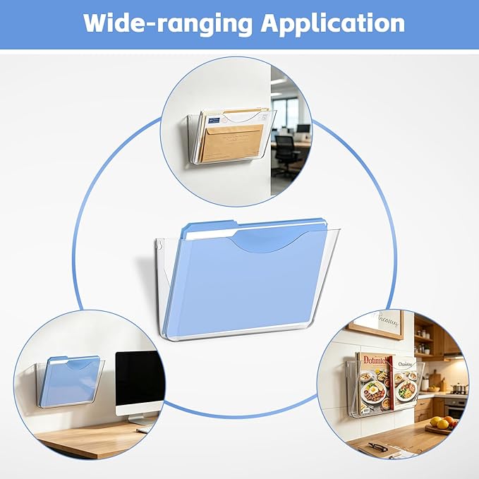 SUPEASY Clear Acrylic Wall File Organizer, One-Piece Wall Mount File Holder - Image 4