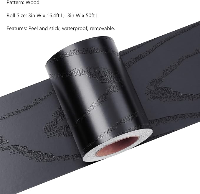 LaCheery Black Wood Mirror Frame Border Peel and Stick Mirror Border Tape Black - Image 3