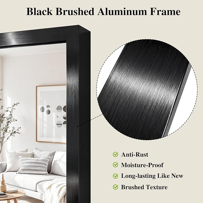 Koonmi Black Mirrors for Wall, 26x38 Inch Bathroom Mirror, Rectangular Wall - Image 4
