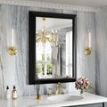 Amorho Black Bathroom Mirror, 24x32 Inch Thick Metal Framed Wall Mirrors by Amorho