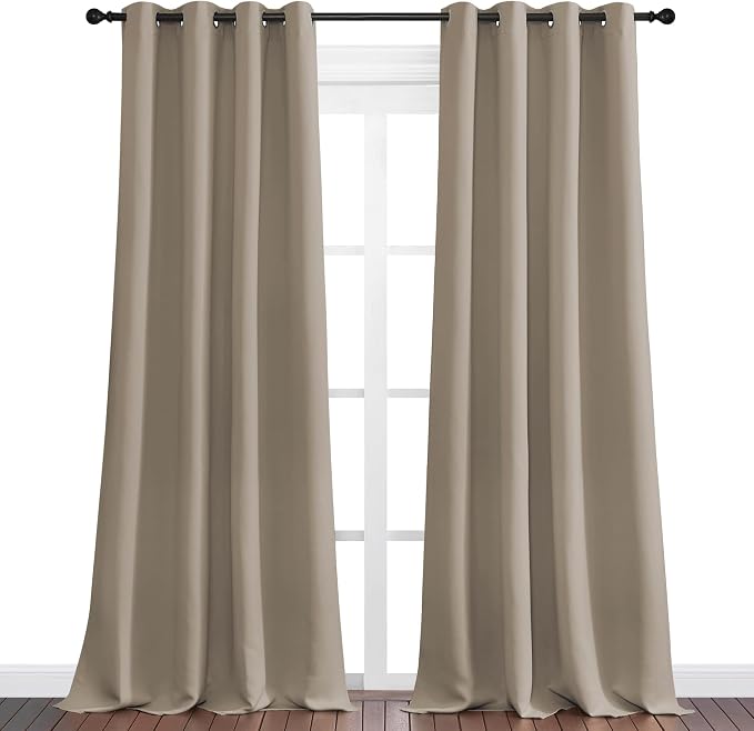 NICETOWN Taupe Blackout Curtains 120" Long - Image 2
